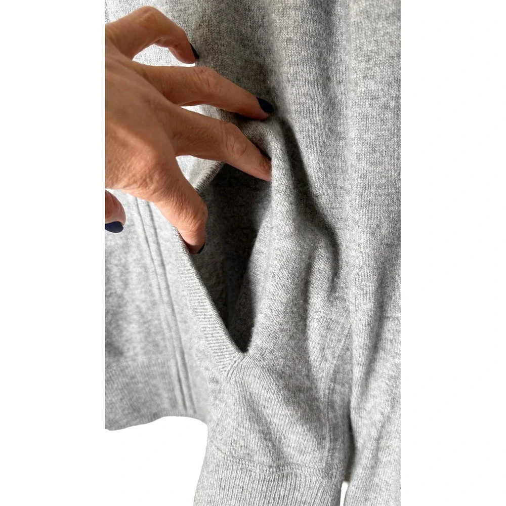 Vince Men's 100% Cashmere Full Zip Hoodie Heather Grey Sweater Classic Preppy S
